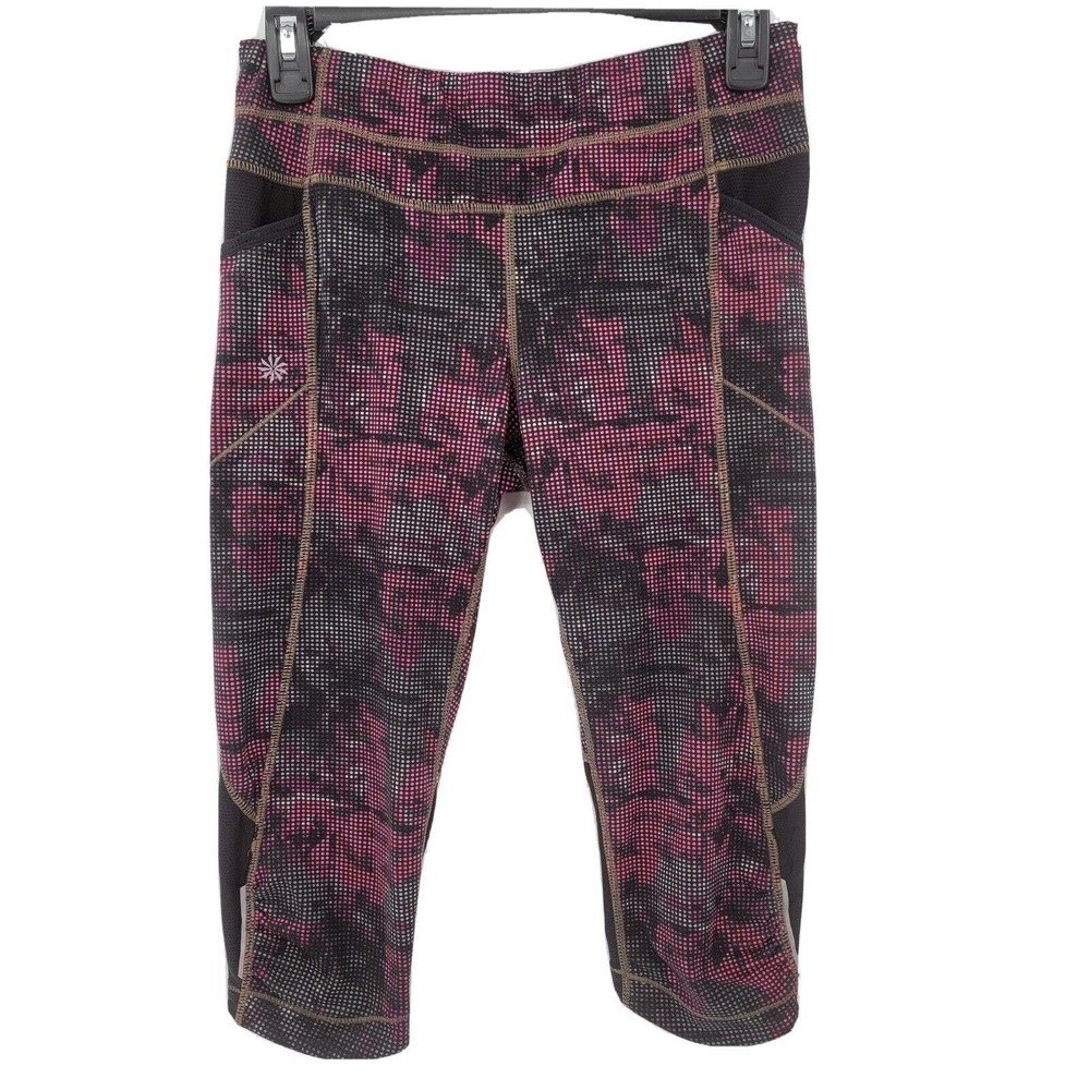 Athleta Women's Small Digital Pattern Yoga Athletic Capri Leggings Pockets